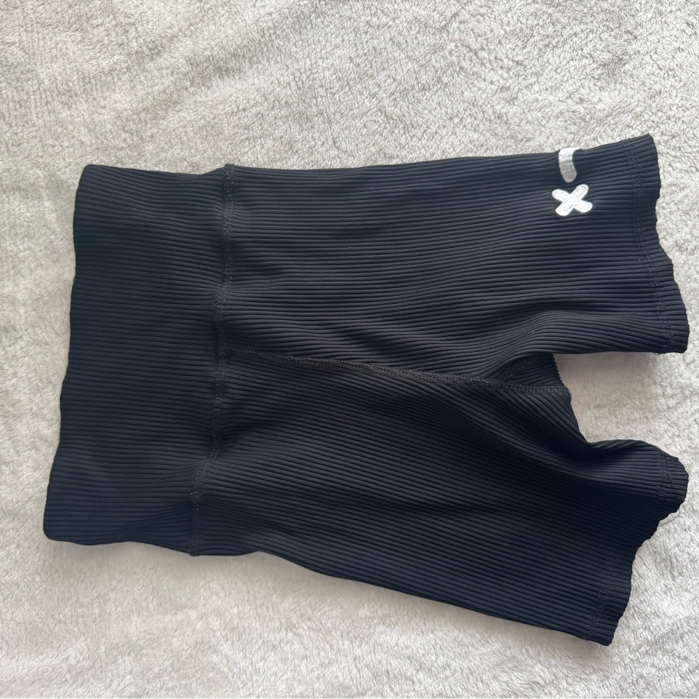 Black Ribbed Biker Shorts